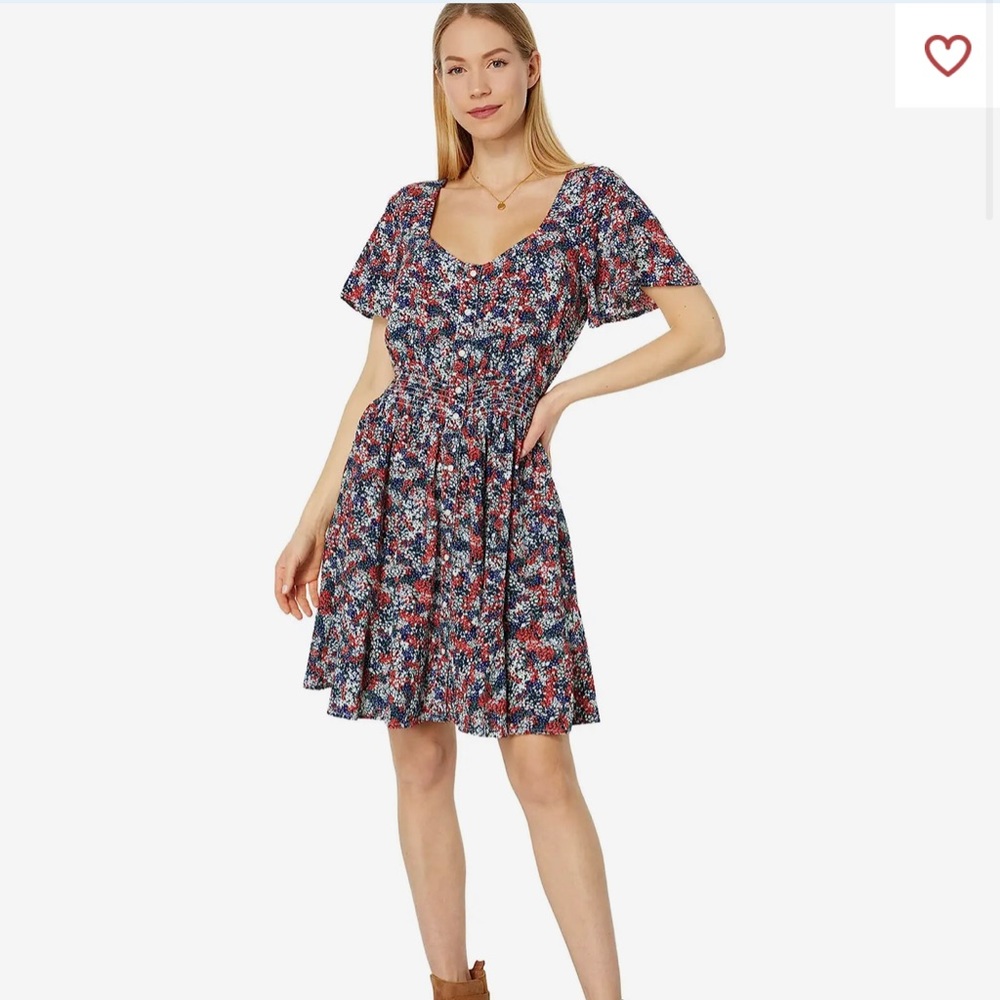 EUC Wrangler Retro Flutter Dress, Floral Snap